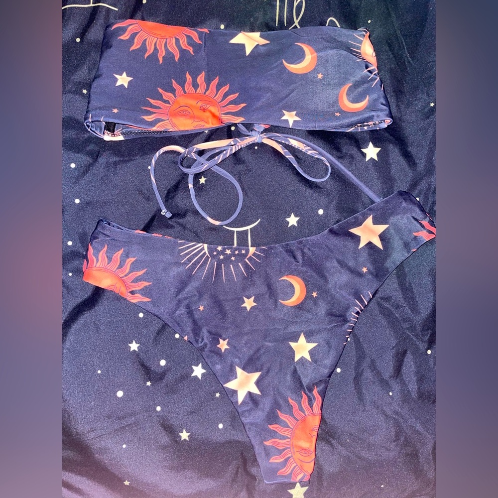 Zaful Sun and Moon high waisted bikini with strapless bandeau top